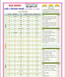 সিরাজগঞ্জ জেলা রমজানের ক্যালেন্ডার